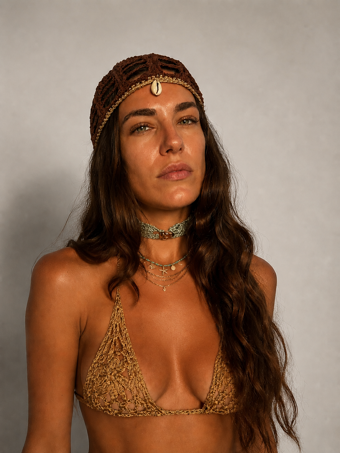 FLOWER POWER CROCHET TOP GOLD
